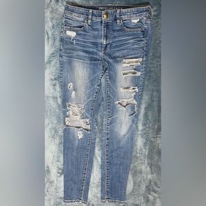 medium wash distressed jeans
